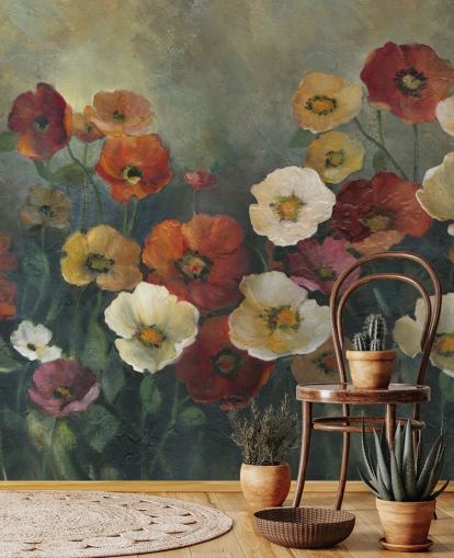 Tapeten-Wandbild mit dunklem Mohn namens Poppy Perfection von Carol Robinson für Wohn- und Schlafzimmer Tapeten-Wandbild mit dunklem Mohn namens Poppy Perfection von Carol Robinson für Wohn- und Schlafzimmer
