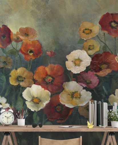 mørk valmue tapetmaleri kalt Poppy Perfection av Carol Robinson for stuer og soverom mørk valmue tapetmaleri kalt Poppy Perfection av Carol Robinson for stuer og soverom