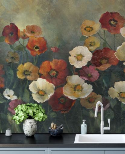 papier peint mural coquelicot foncé appelé Poppy Perfection par Carol Robinson pour les salons et les chambres papier peint mural coquelicot foncé appelé Poppy Perfection par Carol Robinson pour les salons et les chambres