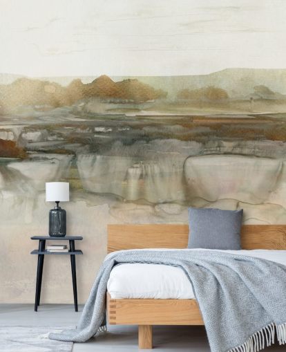 light brown abstract waterfall wallpaper mural called Soft Waterfall by Carol Robinson