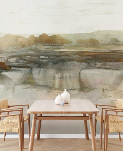 light brown abstract waterfall wallpaper mural called Soft Waterfall by Carol Robinson