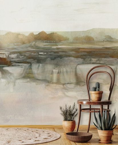 light brown abstract waterfall wallpaper mural called Soft Waterfall by Carol Robinson