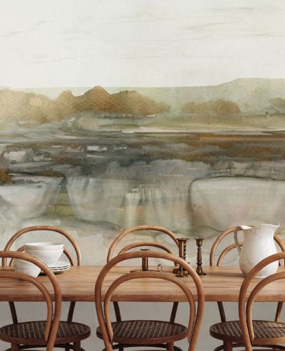 lysebrunt abstrakt foss tapetmaleri kalt Soft Waterfall av Carol Robinson