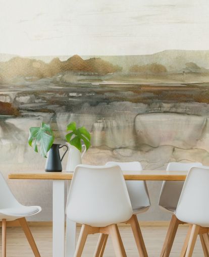 lysebrunt abstrakt foss tapetmaleri kalt Soft Waterfall av Carol Robinson