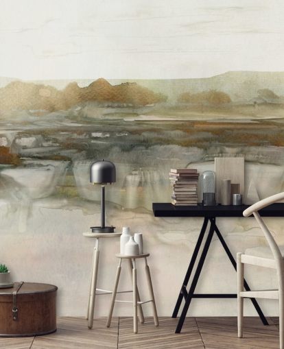 light brown abstract waterfall wallpaper mural called Soft Waterfall by Carol Robinson