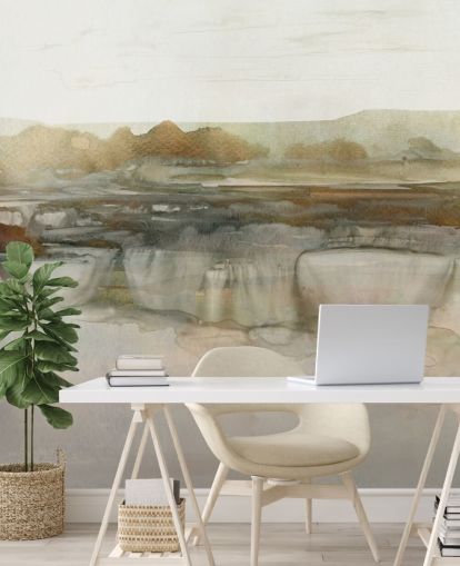 hellbraunes abstraktes Wasserfall-Tapeten-Wandbild namens Soft Waterfall von Carol Robinson