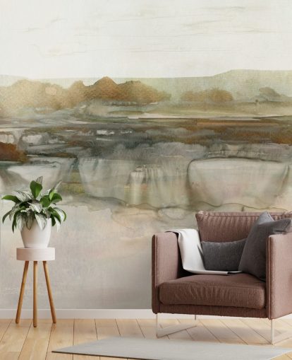 light brown abstract waterfall wallpaper mural called Soft Waterfall by Carol Robinson