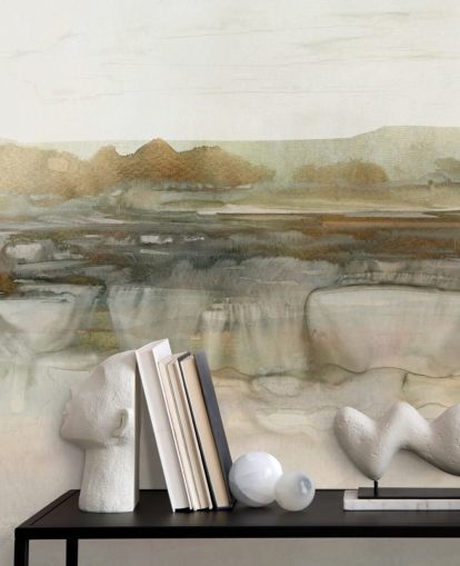 lichtbruine abstracte waterval behangmuurschildering genaamd Soft Waterfall van Carol Robinson lichtbruine abstracte waterval behangmuurschildering genaamd Soft Waterfall van Carol Robinson