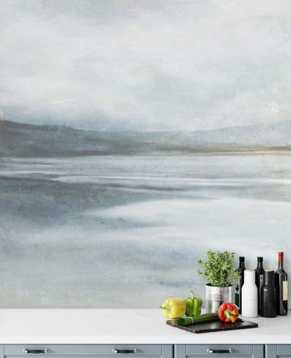 rolig abstrakt havtapet veggmaleri kalt Soothing Ocean Surf av Carol Robinson for hjemmekontorer, bad og stuer