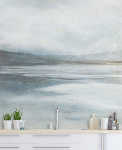 murale di carta da parati astratto calmo sull'oceano chiamato Soothing Ocean Surf di Carol Robinson per casa, uffici, bagni e salotti