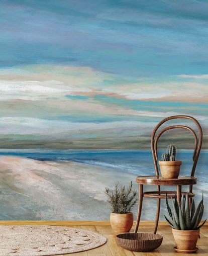 blauwe oceaan muurschildering genaamd Vivid Ocean Colours van Carol Robinson voor slaapkamers en woonkamers