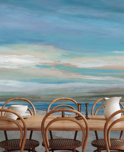 blå hav tapetmaleri kaldet Vivid Ocean Colours af Carol Robinson til soveværelser og stuer