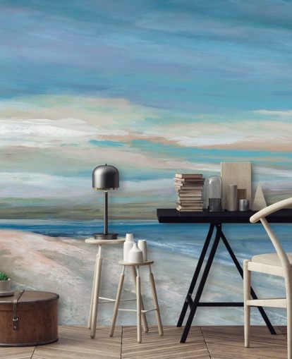 blauwe oceaan muurschildering genaamd Vivid Ocean Colours van Carol Robinson voor slaapkamers en woonkamers blauwe oceaan muurschildering genaamd Vivid Ocean Colours van Carol Robinson voor slaapkamers en woonkamers