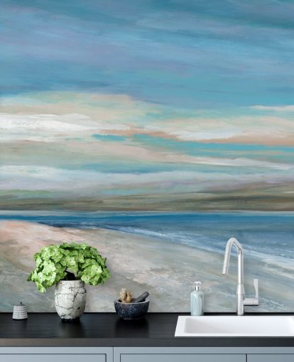 blue ocean wallpaper mural called Vivid Ocean Colours by Carol Robinson for bedrooms and living rooms