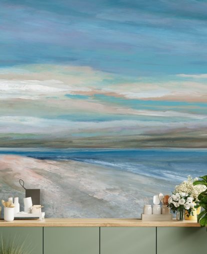 blue ocean wallpaper mural called Vivid Ocean Colours by Carol Robinson for bedrooms and living rooms