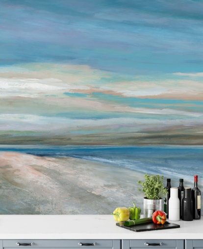 blått hav tapetmaleri kalt Vivid Ocean Colours av Carol Robinson for soverom og stuer