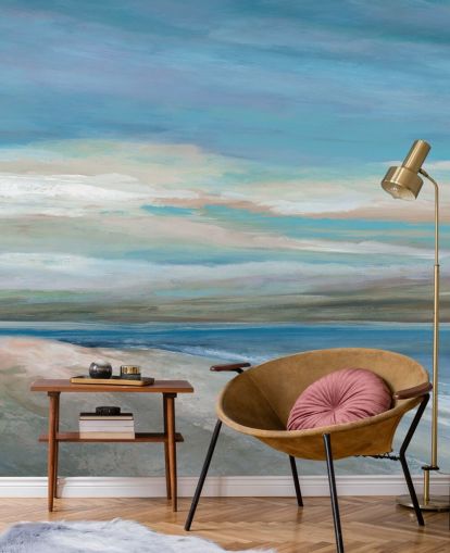 blå hav tapetmaleri kaldet Vivid Ocean Colours af Carol Robinson til soveværelser og stuer