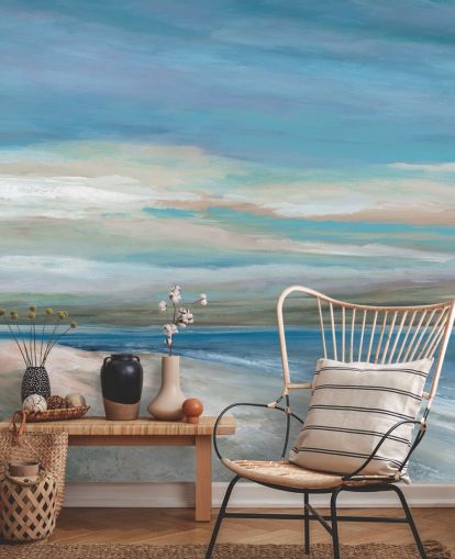 Blaues Ozean-Tapeten-Wandbild namens Vivid Ocean Colours von Carol Robinson für Schlafzimmer und Wohnzimmer