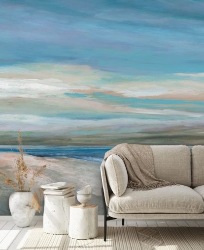 blue ocean wallpaper mural called Vivid Ocean Colors by Carol Robinson for bedrooms and living rooms