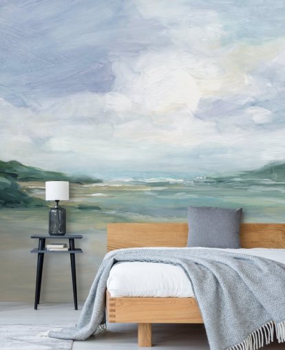 mural de papel de parede de praia pintado chamado Wet Sandy Beaches de Carol Robinson para escritórios domésticos e salas de estar