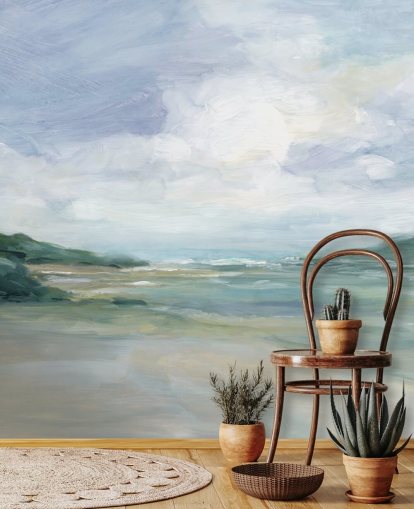 papier peint de plage peint appelé Wet Sandy Beaches par Carol Robinson pour la maison, les bureaux et les salons