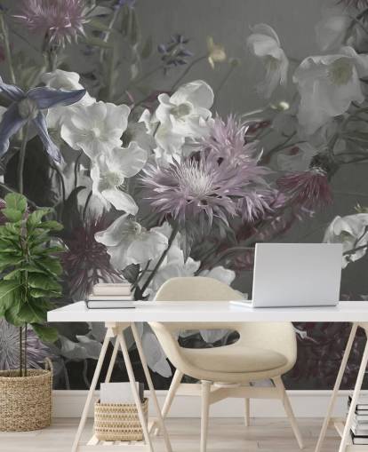 mural de papel pintado floral atrevido llamado Anemonies de Marina Stupakova para salas de estar y dormitorios