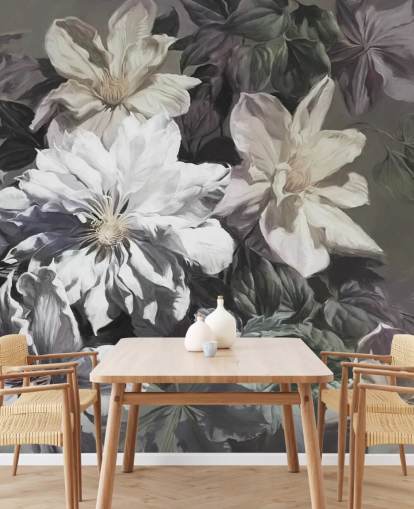 papier peint floral appelé Clematis de Marina Stupakova pour les chambres et les salons