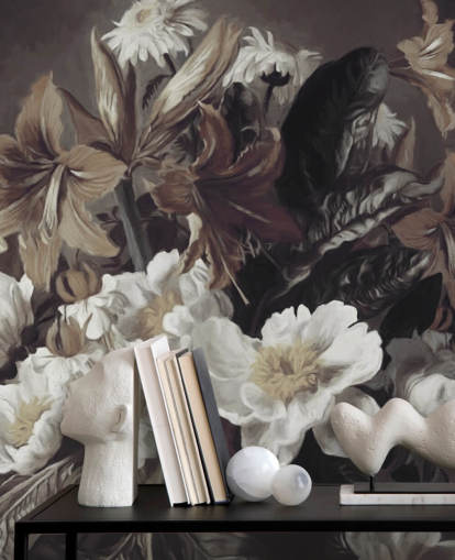 papier peint mural floral audacieux appelé Iris et Gerbers de Marina Stupakova pour les chambres et les salons papier peint mural floral audacieux appelé Iris et Gerbers de Marina Stupakova pour les chambres et les salons