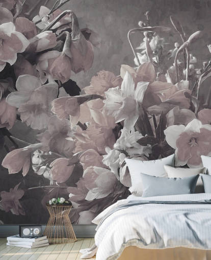 papier peint floral appelé Narcissus de Marina Stupakova pour les salons et les chambres