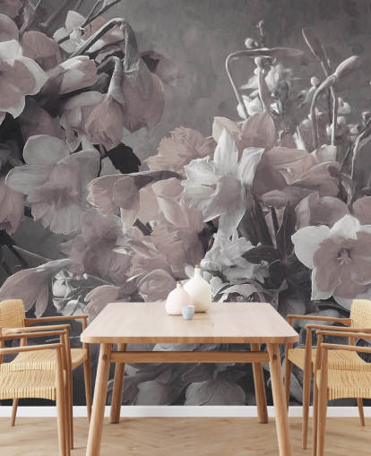 floral wallpaper mural called Narcissus by Marina Stupakova for living rooms and bedrooms floral wallpaper mural called Narcissus by Marina Stupakova for living rooms and bedrooms