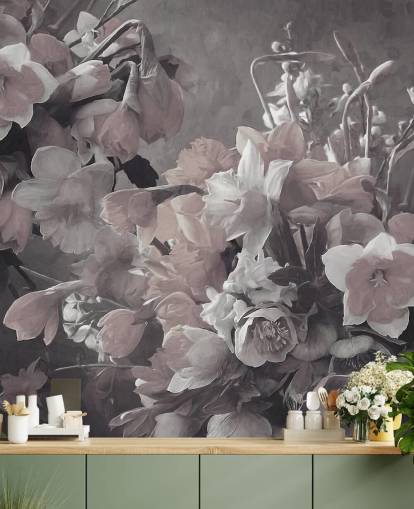 mural de papel pintado floral llamado Narciso de Marina Stupakova para salas de estar y dormitorios mural de papel pintado floral llamado Narciso de Marina Stupakova para salas de estar y dormitorios