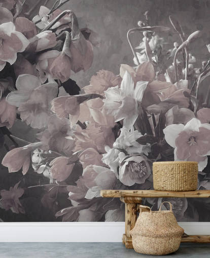 floral wallpaper mural called Narcissus by Marina Stupakova for living rooms and bedrooms floral wallpaper mural called Narcissus by Marina Stupakova for living rooms and bedrooms