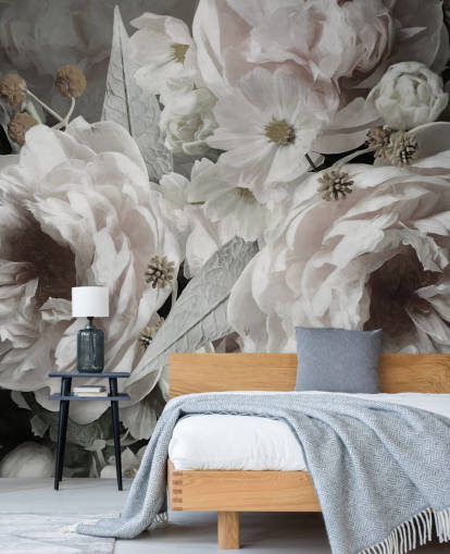 mural de papel de parede floral chamado Peonies de Marina Stupakova para quartos e salas de estar mural de papel de parede floral chamado Peonies de Marina Stupakova para quartos e salas de estar