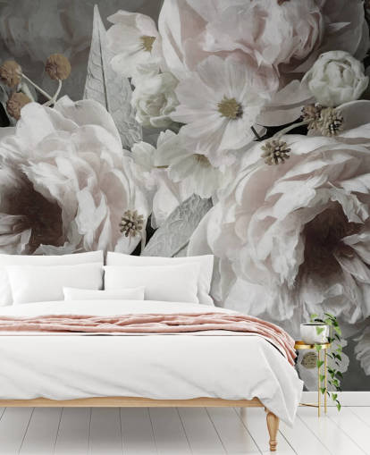 papier peint floral appelé Peonies de Marina Stupakova pour les chambres et les salons