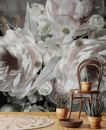 floral wallpaper mural called Peonies by Marina Stupakova for bedrooms and living rooms