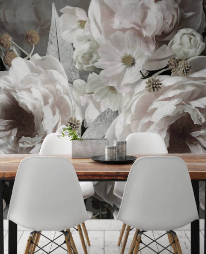 bloemenbehang met de naam Peonies van Marina Stupakova voor slaapkamers en woonkamers bloemenbehang met de naam Peonies van Marina Stupakova voor slaapkamers en woonkamers