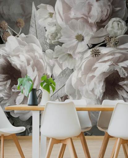 bloemenbehang met de naam Peonies van Marina Stupakova voor slaapkamers en woonkamers