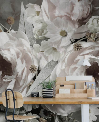 floral wallpaper mural called Peonies by Marina Stupakova for bedrooms and living rooms
