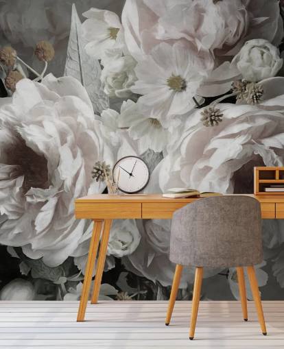 blomstertapet vægmaleri kaldet Peonies af Marina Stupakova til soveværelser og stuer blomstertapet vægmaleri kaldet Peonies af Marina Stupakova til soveværelser og stuer