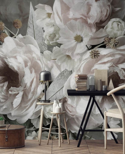 Marina Stupakovan kukka-taustakuvamaalaus Peonies makuuhuoneisiin ja olohuoneisiin