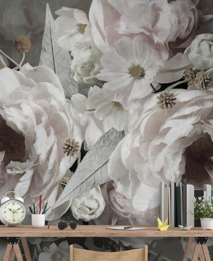 mural de papel de parede floral chamado Peonies de Marina Stupakova para quartos e salas de estar