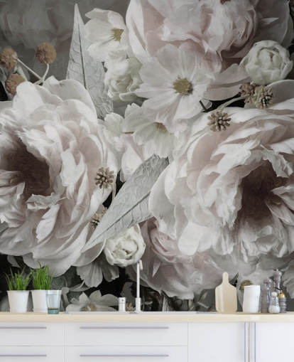floral wallpaper mural called Peonies by Marina Stupakova for bedrooms and living rooms floral wallpaper mural called Peonies by Marina Stupakova for bedrooms and living rooms