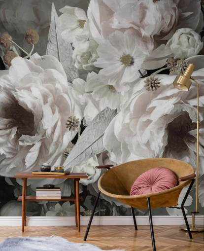 floral wallpaper mural called Peonies by Marina Stupakova for bedrooms and living rooms