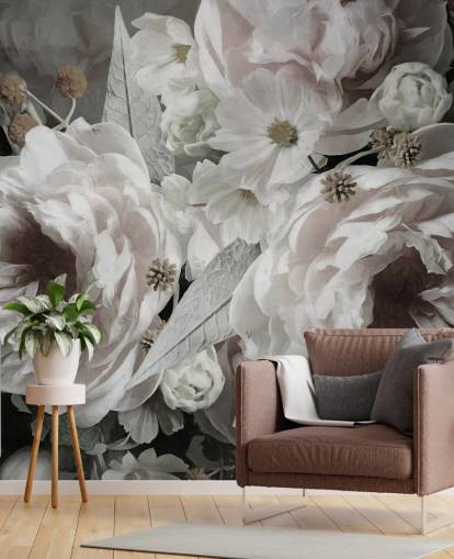 carta da parati murale floreale chiamata Peonies di Marina Stupakova per camere da letto e salotti carta da parati murale floreale chiamata Peonies di Marina Stupakova per camere da letto e salotti