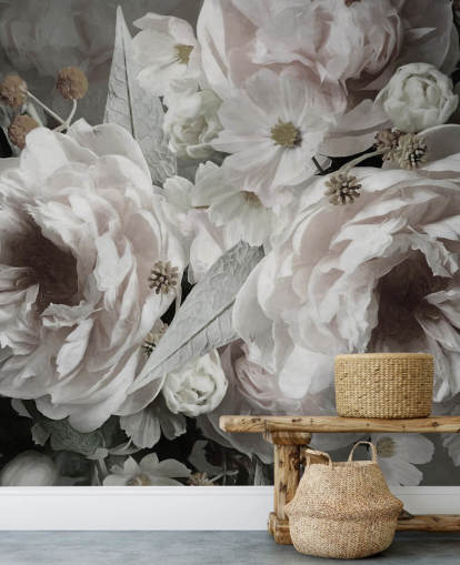 papier peint floral appelé Peonies de Marina Stupakova pour les chambres et les salons