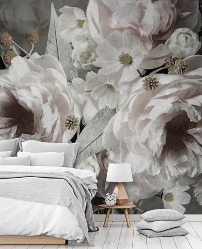 mural de papel de parede floral chamado Peonies de Marina Stupakova para quartos e salas de estar