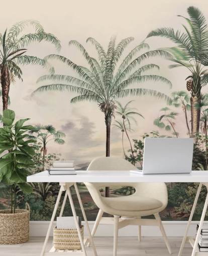 papier peint mural de la jungle appelé Romantic Tropics de Marina Stupakova pour les salons et les chambres papier peint mural de la jungle appelé Romantic Tropics de Marina Stupakova pour les salons et les chambres