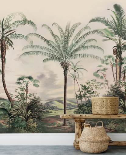 jungle wallpaper mural called Romantic Tropics by Marina Stupakova for living rooms and bedrooms