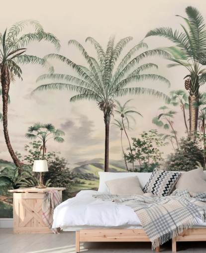 papier peint mural de la jungle appelé Romantic Tropics de Marina Stupakova pour les salons et les chambres papier peint mural de la jungle appelé Romantic Tropics de Marina Stupakova pour les salons et les chambres