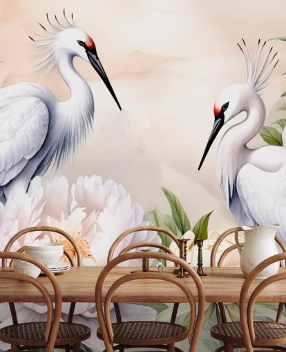 stork wallpaper mural called Storks Romance by Marina Stupakova for bedrooms and living rooms stork wallpaper mural called Storks Romance by Marina Stupakova for bedrooms and living rooms